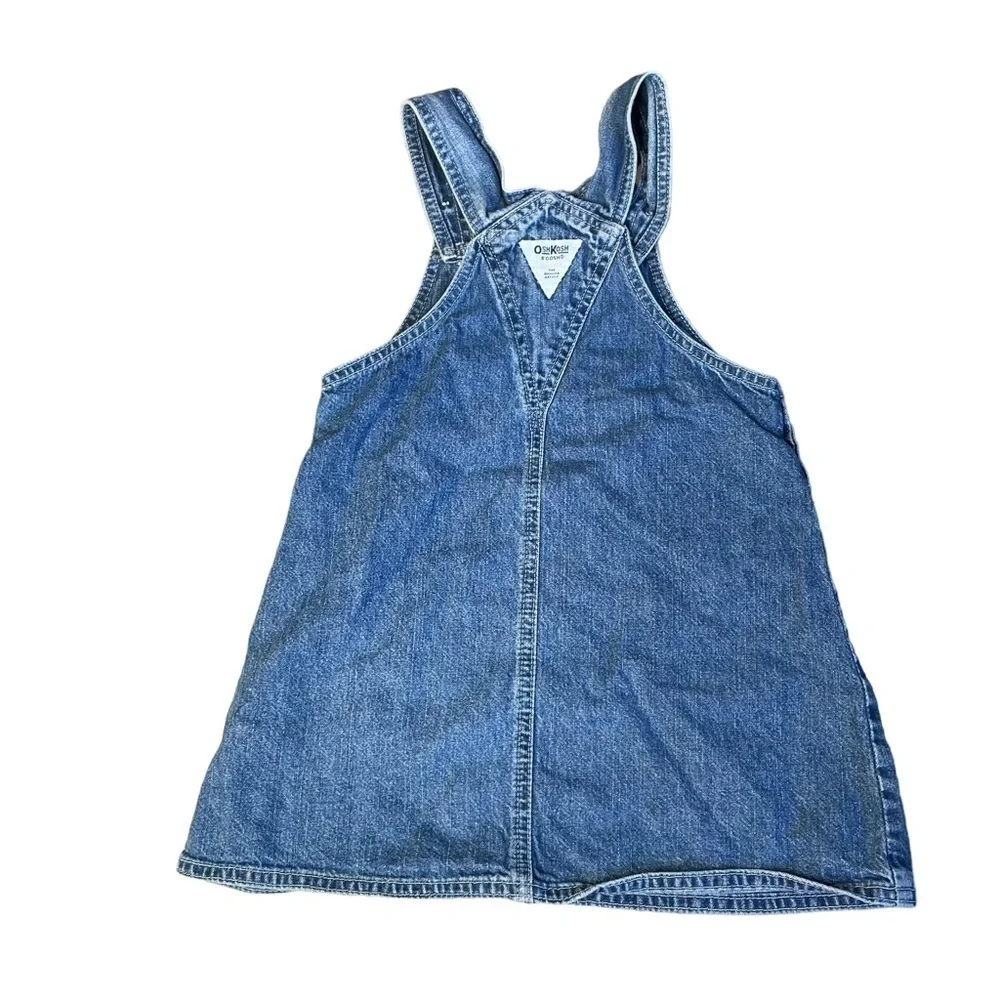 Vintage 90s Dress Size 4T Oshkosh B’gosh Vestbak Denim Jean Girl Overall Jumper